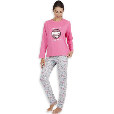Smiley Pigiama da Donna Invernale in caldo Cotone 54741 S33 - Passarelli Biancheria