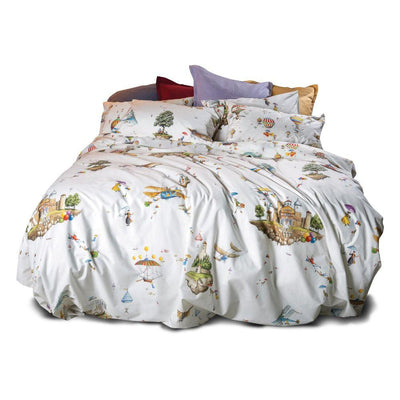 Tessitura Toscana Telerie Parure Copripiumino Flyby Paesaggi - Varie Dimensioni - Passarelli Biancheria