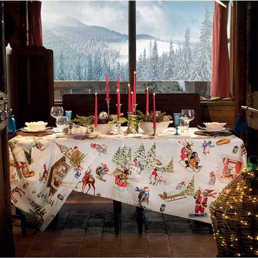 Tessitura Toscana Telerie Tovaglia Natalizia Snowy Christmas - Passarelli Biancheria