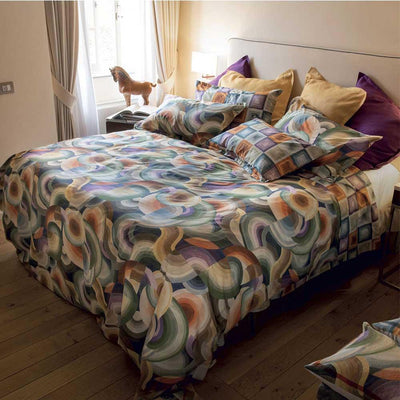 Toscana Telerie Completo Lenzuola Matrimoniale Loop Cerchi B230 - Passarelli Biancheria