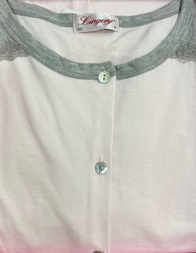 Lingery Camicia da Notte Maniche Lunghe in Jersey di Puro Cotone Clinica 9025 S32 - Passarelli Biancheria