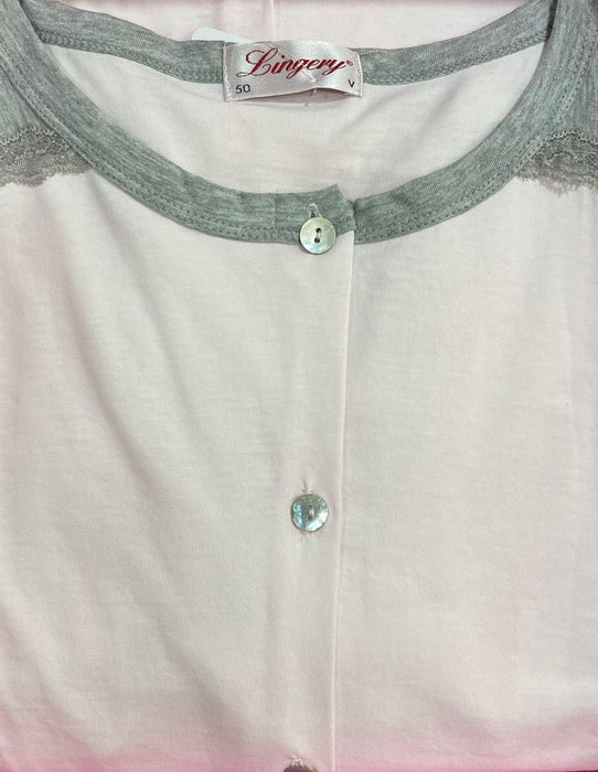 Lingery Camicia da Notte Maniche Lunghe in Jersey di Puro Cotone Clinica 9025 S32