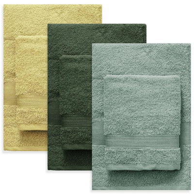 Zucchi Set 3+3 Solotuo Asciugamani Viso + Ospite Spugna di Cotone 560 gr/mq D55 - Passarelli Biancheria