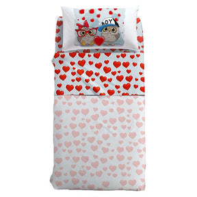 Caleffi Completo Lenzuola per Letto Un Posto e Mezzo Gufetti 1004716 S36 - Passarelli Biancheria