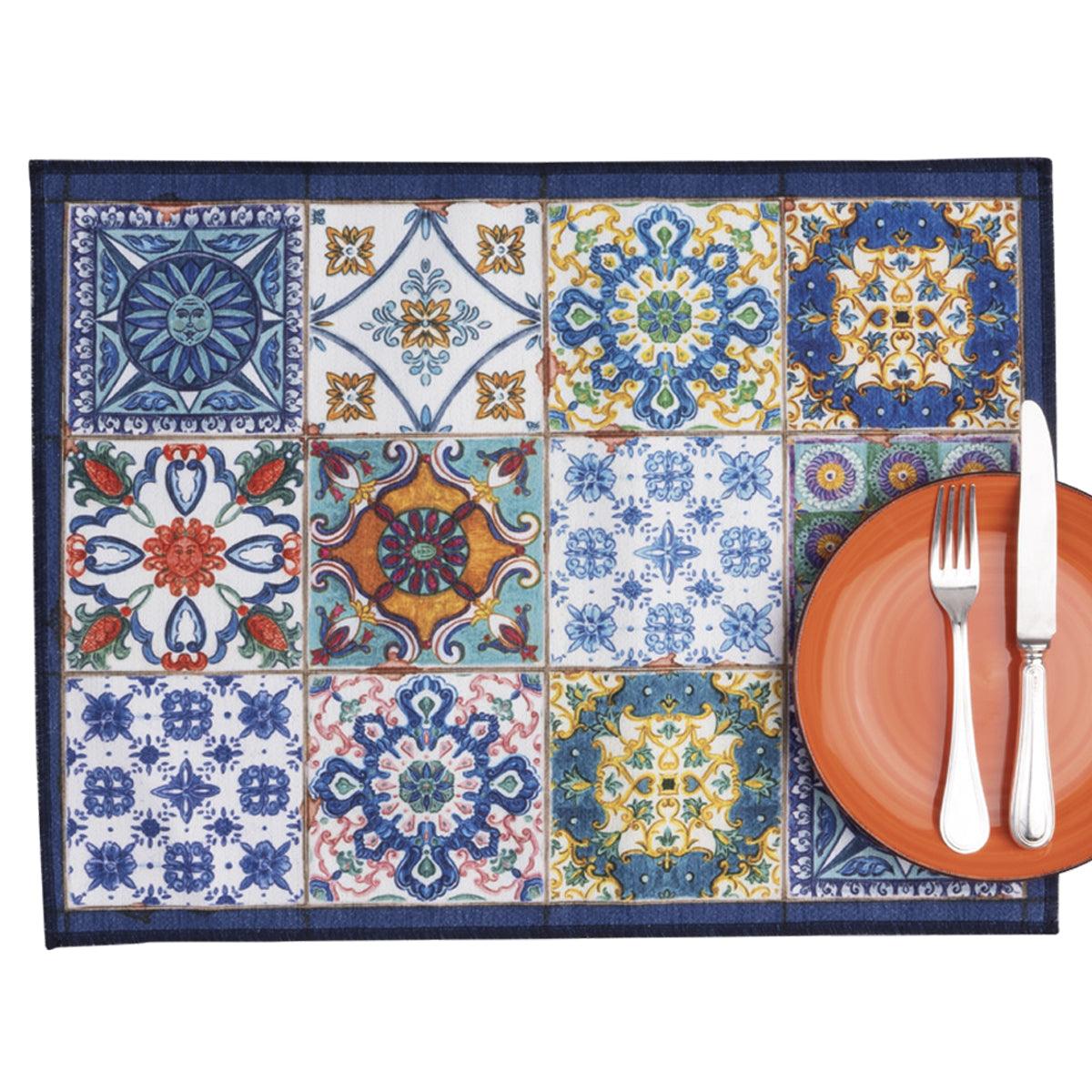 Tessitura Toscana Telerie Set 2 tovagliette americane stampate Mymat Camastra B30 - Passarelli Biancheria