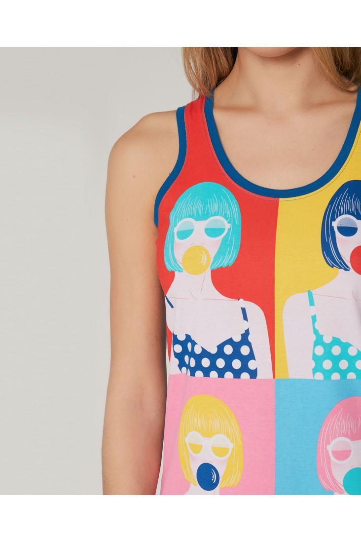 Santoro Camicia da Notte Senza Maniche Pop Straps 51494 S20 - Passarelli Biancheria