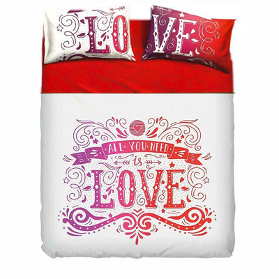 Bassetti Completo Lenzuola Copriletto Singolo Love Tattoo D75 - Passarelli Biancheria