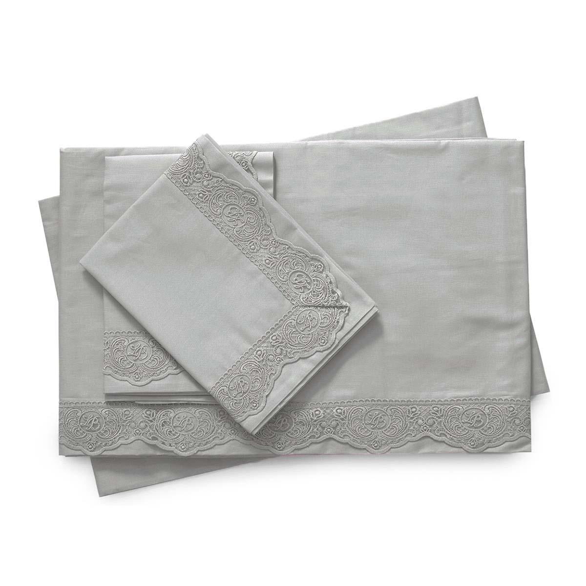 Laura Biagiotti Completo Lenzuola Matrimoniale Rubino con pizzo applicato D123 - Passarelli Biancheria