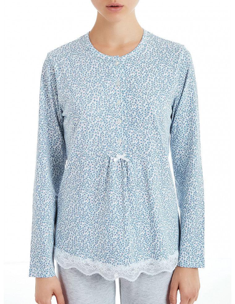 Ragno Pigiama da Donna Cotone Leggero Maniche Lunghe D896N1 S32 - Passarelli Biancheria