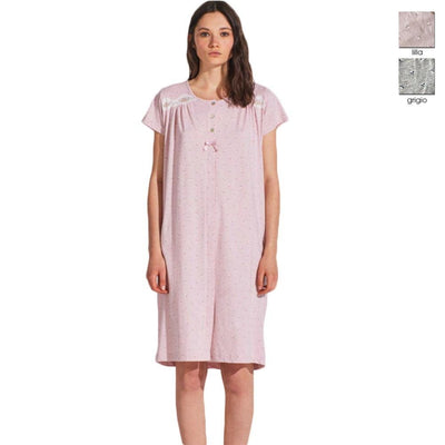 Noi di Notte Camicia da Notte Aperta Avanti Maniche Corte Cotone Jersey Leggero LA2131 S22 - Passarelli Biancheria