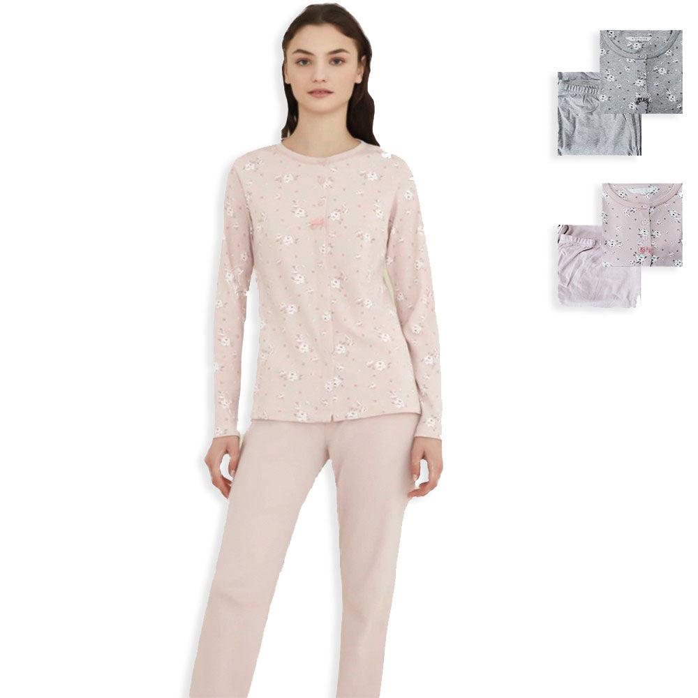 Noidinotte Pigiama da Donna in Caldo Cotone Aperto Avanti FA7139 S31 - Passarelli Biancheria