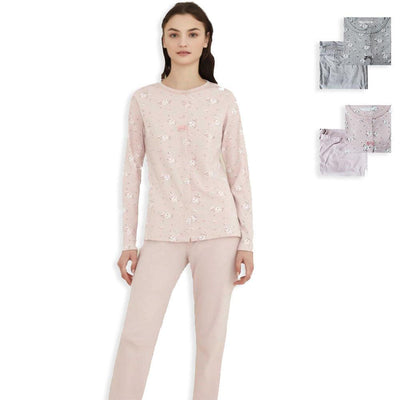 Noidinotte Pigiama da Donna in Caldo Cotone Aperto Avanti FA7139 S31 - Passarelli Biancheria