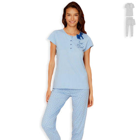 Noidinotte Pigiama da Donna in Cotone Leggero Maniche Corte Tre Pezzi FA7009 S26 - Passarelli Biancheria