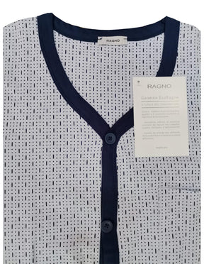 Ragno Pigiama da Uomo Cotone Leggero Maniche Lunghe Aperto Avanti U317N6 S32 - Passarelli Biancheria