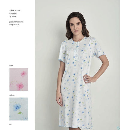 Lingery Camicia da Notte Maniche Corte in Jersey di Puro Cotone 9571 S25 - Passarelli Biancheria