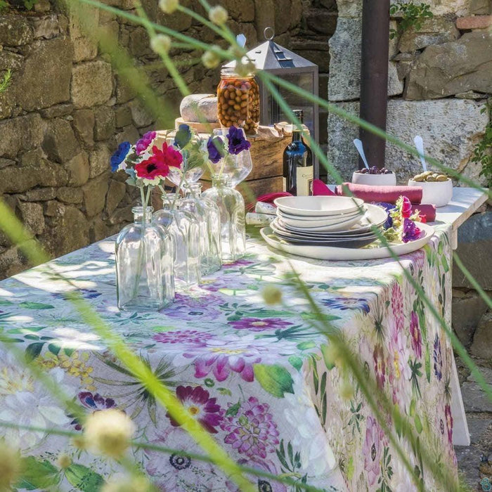 Tessitura Toscana Telerie Tovaglia da Tavola in 100% Puro lino Vie En Rose - Passarelli Biancheria